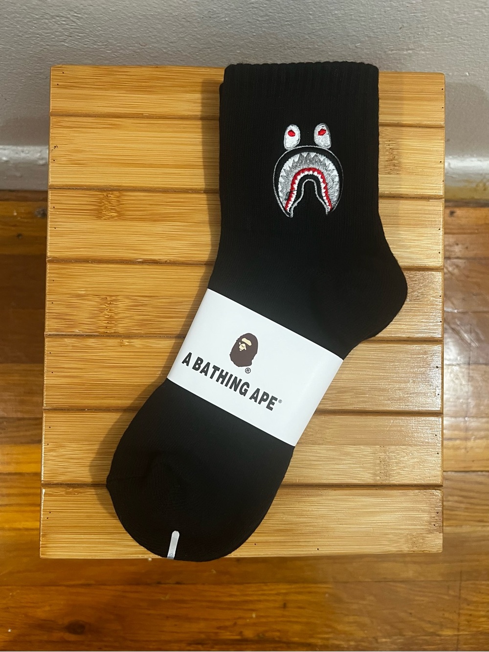 A Bathing Ape BAPE Shark Cotton Blend Socks Black Streetwear Athleisure Lounge